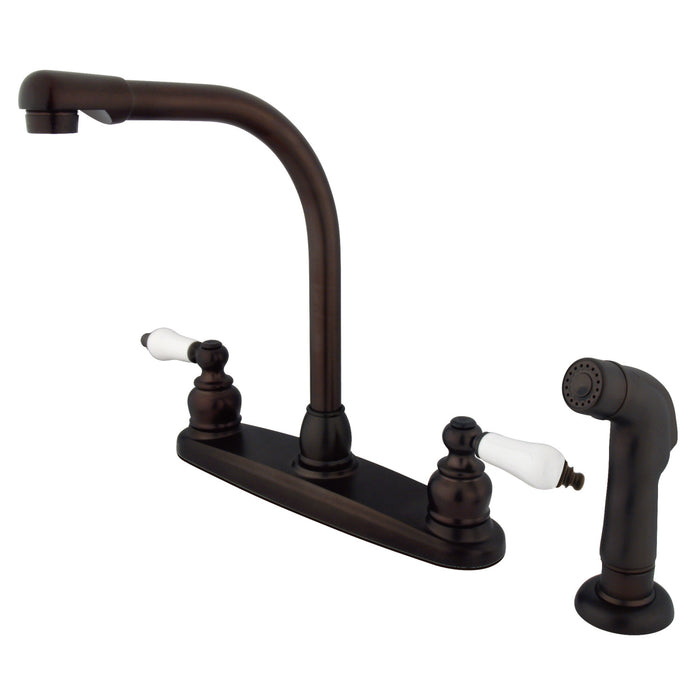 Victorian KB715SP Two-Handle 4-Hole 8" Centerset Kitchen Faucet with Side Sprayer, Oil Rubbed Bronze