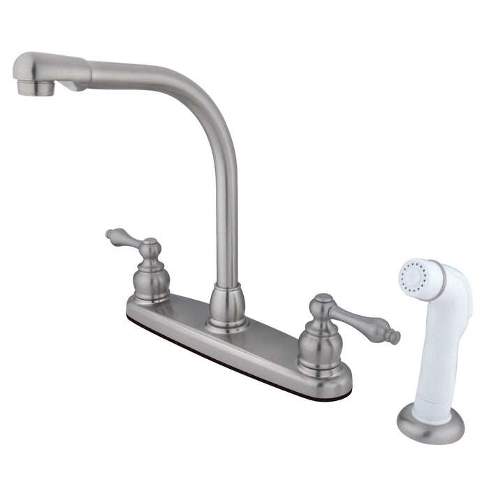 Victorian KB718AL Two-Handle 4-Hole 8" Centerset Kitchen Faucet with Side Sprayer, Brushed Nickel