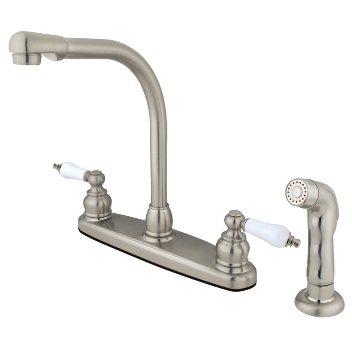 Victorian KB718SP Two-Handle 4-Hole 8" Centerset Kitchen Faucet with Side Sprayer, Brushed Nickel