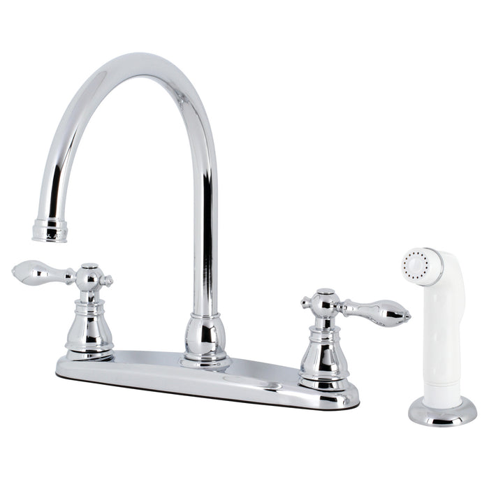 American Classic KB721ACL Two-Handle 4-Hole 8" Centerset Kitchen Faucet with Side Sprayer, Polished Chrome