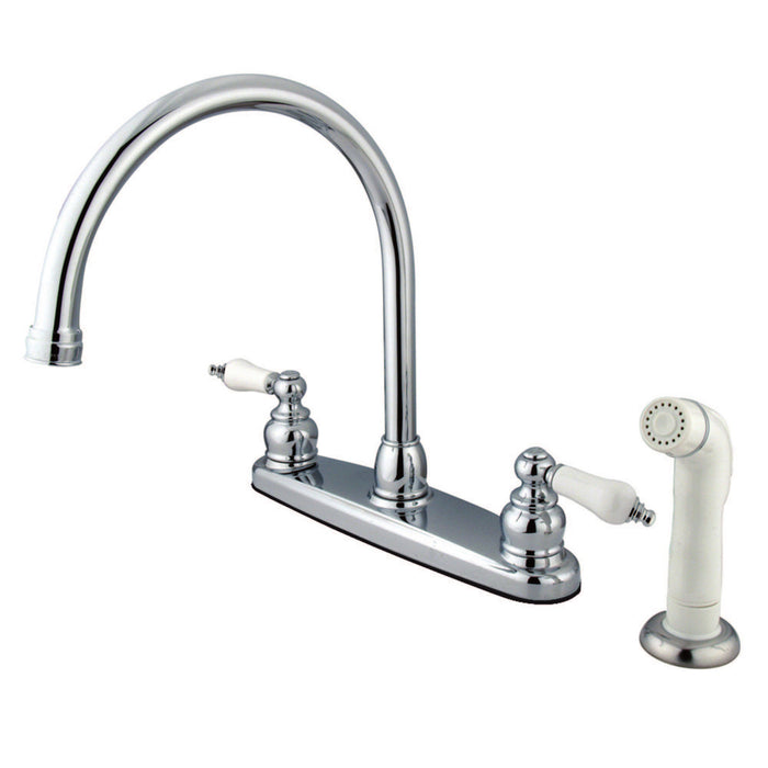 Vintage KB721 Two-Handle 4-Hole 8" Centerset Kitchen Faucet with Side Sprayer, Polished Chrome