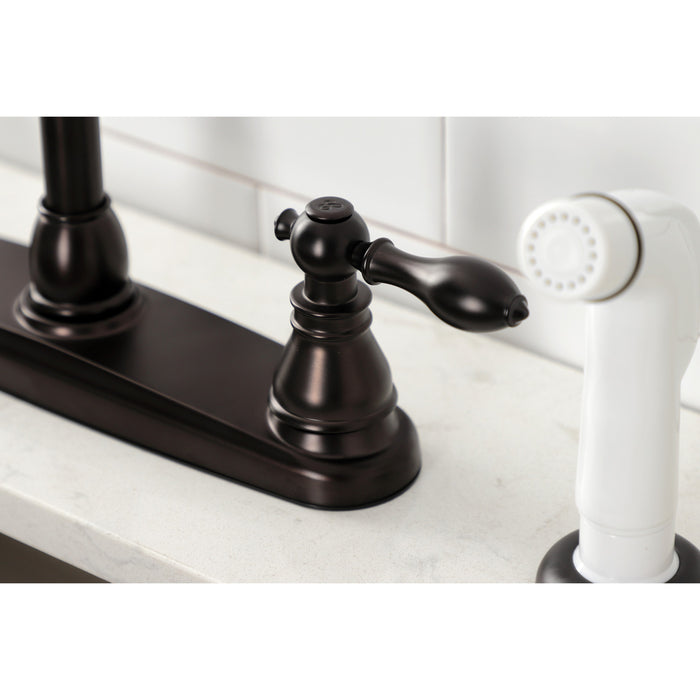 American Classic KB725ACL Two-Handle 4-Hole 8" Centerset Kitchen Faucet with Side Sprayer, Oil Rubbed Bronze