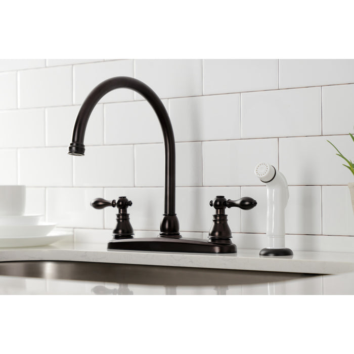 American Classic KB725ACL Two-Handle 4-Hole 8" Centerset Kitchen Faucet with Side Sprayer, Oil Rubbed Bronze