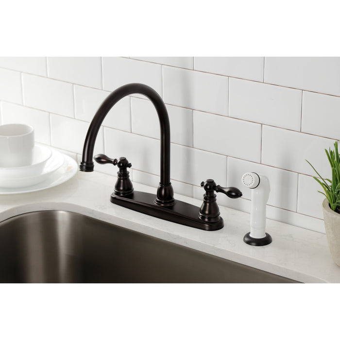 American Classic KB725ACL Two-Handle 4-Hole 8" Centerset Kitchen Faucet with Side Sprayer, Oil Rubbed Bronze