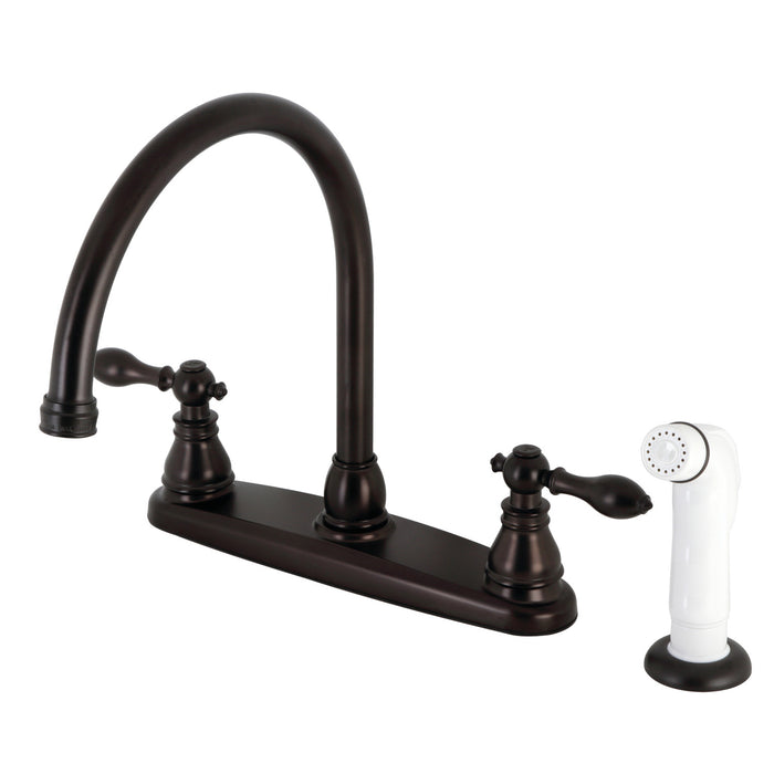 American Classic KB725ACL Two-Handle 4-Hole 8" Centerset Kitchen Faucet with Side Sprayer, Oil Rubbed Bronze