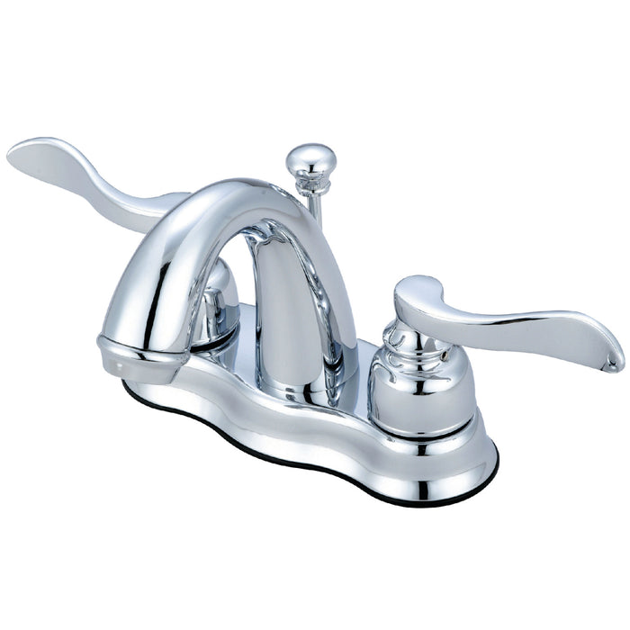 NuWave French KB7611NFL Double-Handle 3-Hole Deck Mount 4-Inch Centerset Bathroom Faucet with Pop-Up Drain, Polished Chrome