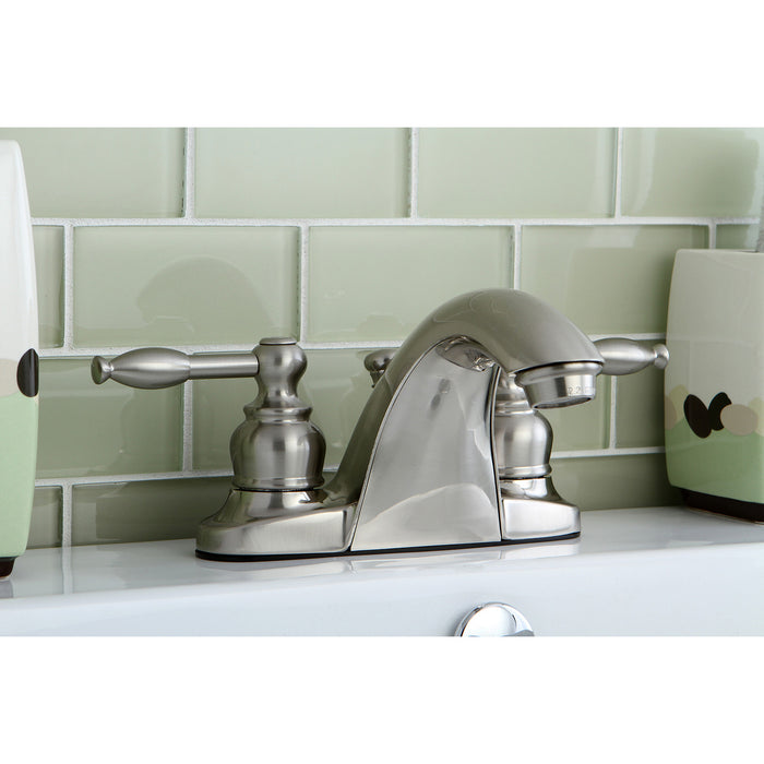 KB7648KL Double-Handle 3-Hole Deck Mount 4-Inch Centerset Bathroom Faucet with Pop-Up Drain, Brushed Nickel