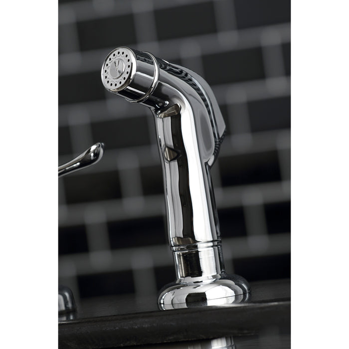 Yosemite KB791YLSP Two-Handle 4-Hole 8" Centerset Kitchen Faucet with Side Sprayer, Polished Chrome