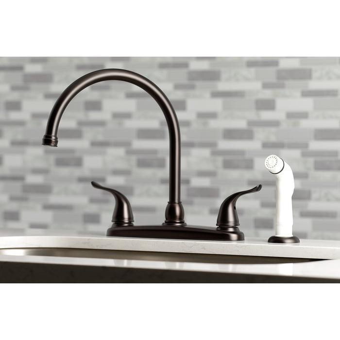 Yosemite KB795YL Two-Handle 4-Hole 8" Centerset Kitchen Faucet with Side Sprayer, Oil Rubbed Bronze