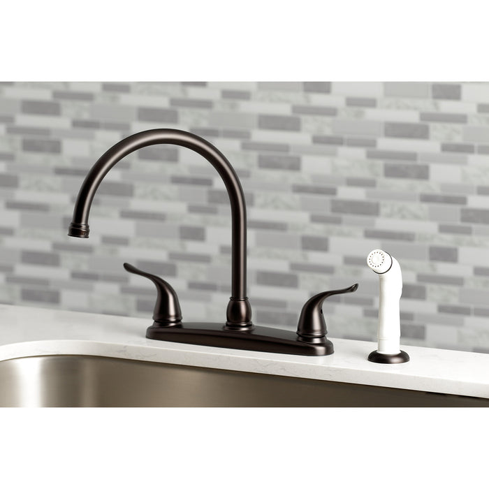 Yosemite KB795YL Two-Handle 4-Hole 8" Centerset Kitchen Faucet with Side Sprayer, Oil Rubbed Bronze