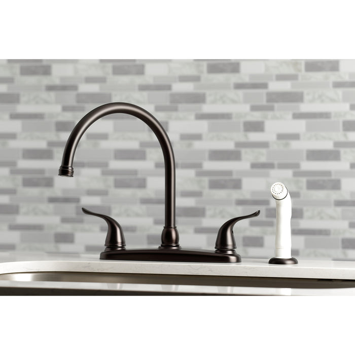 Yosemite KB795YL Two-Handle 4-Hole 8" Centerset Kitchen Faucet with Side Sprayer, Oil Rubbed Bronze