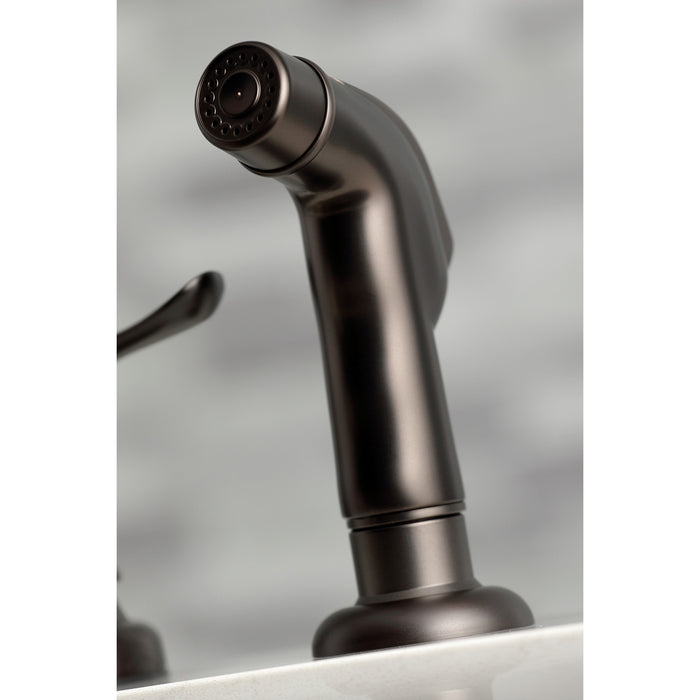 Yosemite KB795YLSP Two-Handle 4-Hole 8" Centerset Kitchen Faucet with Side Sprayer, Oil Rubbed Bronze