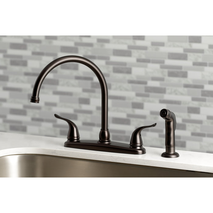 Yosemite KB795YLSP Two-Handle 4-Hole 8" Centerset Kitchen Faucet with Side Sprayer, Oil Rubbed Bronze