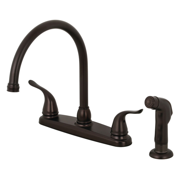 Yosemite KB795YLSP Two-Handle 4-Hole 8" Centerset Kitchen Faucet with Side Sprayer, Oil Rubbed Bronze