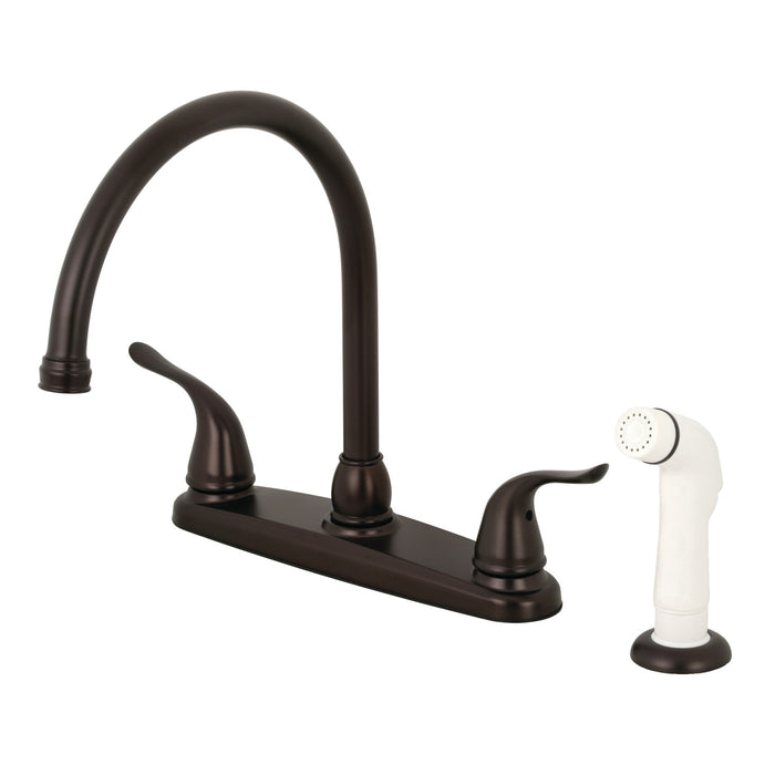 Yosemite KB795YL Two-Handle 4-Hole 8" Centerset Kitchen Faucet with Side Sprayer, Oil Rubbed Bronze