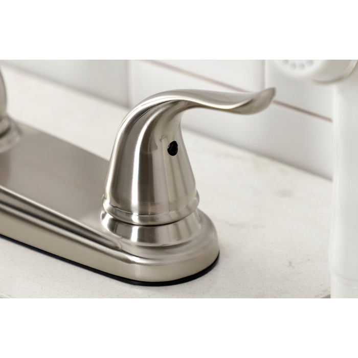 Yosemite KB798YL Two-Handle 4-Hole 8" Centerset Kitchen Faucet with Side Sprayer, Brushed Nickel