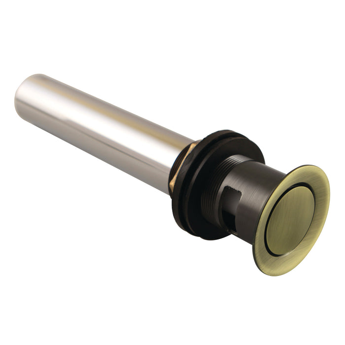 Trimscape KB8103 Brass Push Pop-Up Bathroom Sink Drain with Overflow, 22 Gauge, Antique Brass