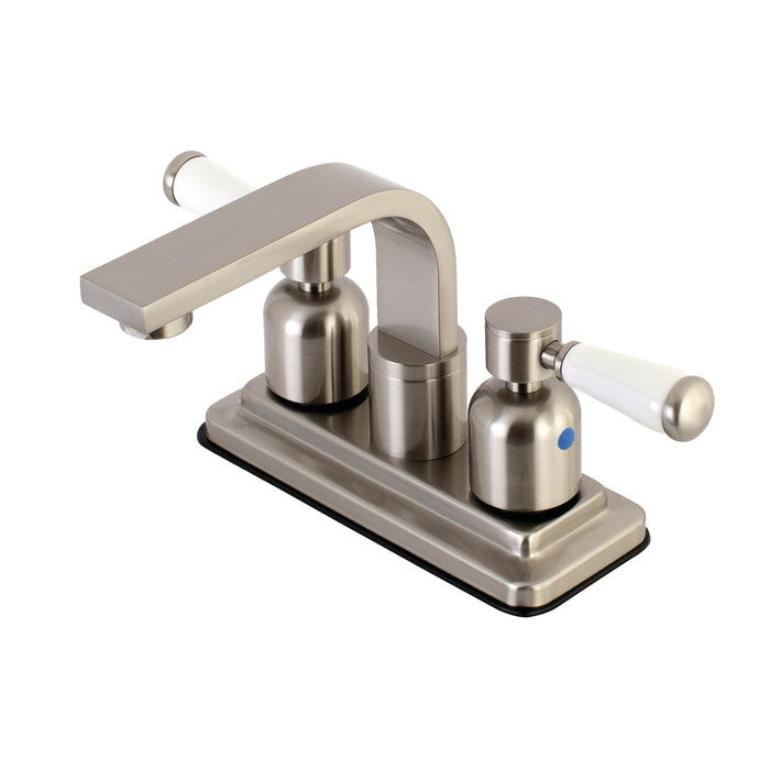 Paris KB8468DPL Double-Handle 2-Hole Deck Mount 4-Inch Centerset Bathroom Faucet with Push-Up Pop-Up, Brushed Nickel