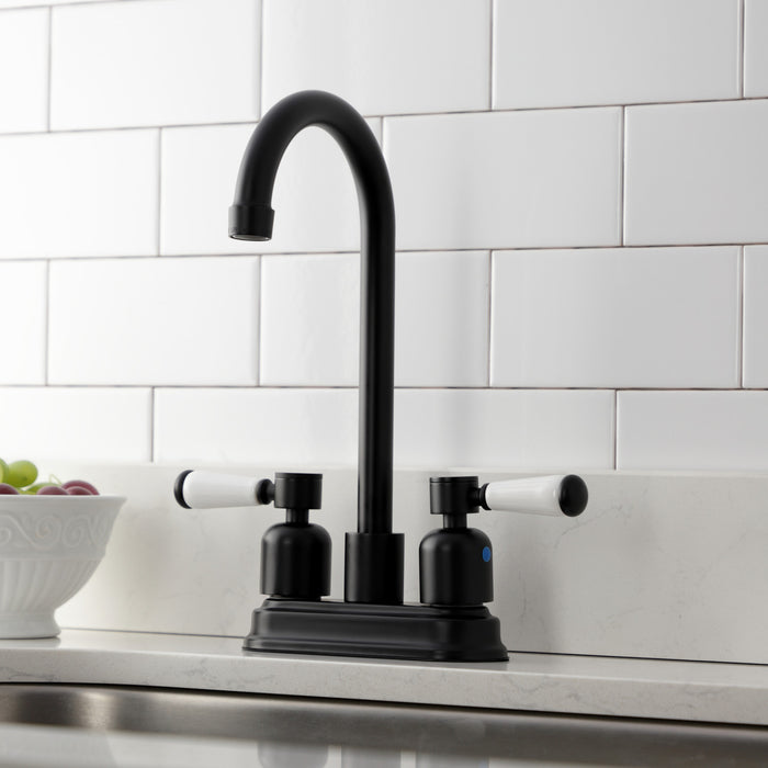 Paris KB8490DPL Two-Handle 2-Hole Deck Mount Bar Faucet, Matte Black