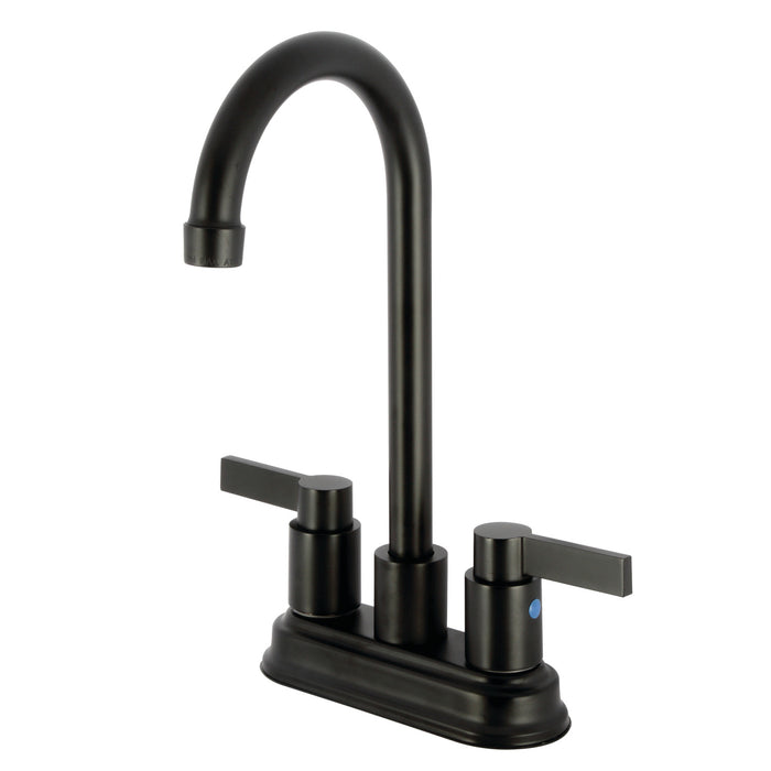 NuvoFusion KB8490NDL Two-Handle 2-Hole Deck Mount Bar Faucet, Matte Black