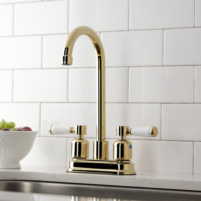 Paris KB8492DPL Two-Handle 2-Hole Deck Mount Bar Faucet, Polished Brass