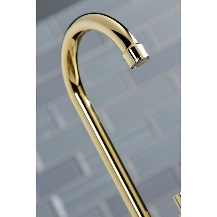 NuvoFusion KB8492NDL Two-Handle 2-Hole Deck Mount Bar Faucet, Polished Brass