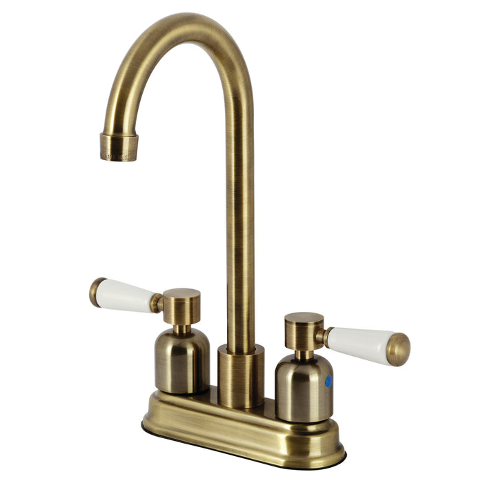 Paris KB8493DPL Two-Handle 2-Hole Deck Mount Bar Faucet, Antique Brass