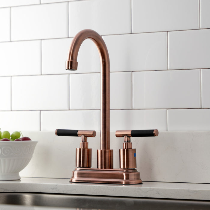 Kaiser KB849CKLAC Two-Handle 2-Hole Deck Mount Bar Faucet, Antique Copper