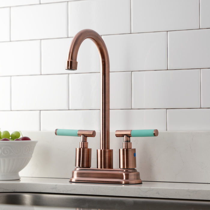 Kaiser KB849CKLAC Two-Handle 2-Hole Deck Mount Bar Faucet, Antique Copper