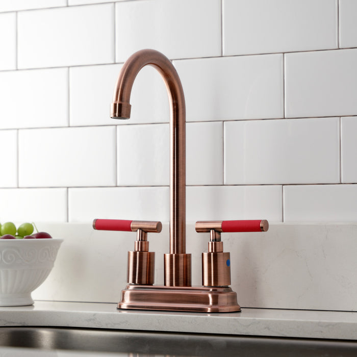 Kaiser KB849CKLAC Two-Handle 2-Hole Deck Mount Bar Faucet, Antique Copper