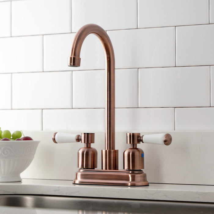 Paris KB849DPLAC Two-Handle 2-Hole Deck Mount Bar Faucet, Antique Copper