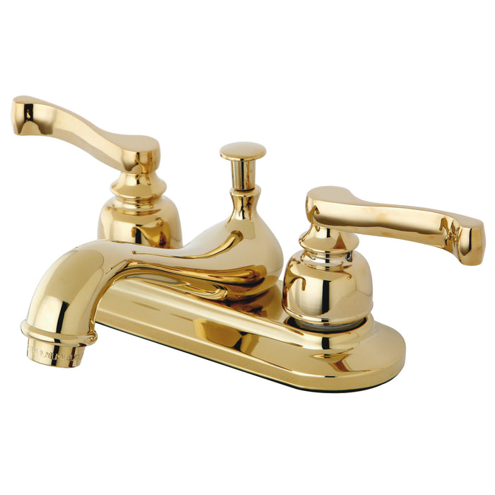 Royale KB8602 Double-Handle 3-Hole Deck Mount 4-Inch Centerset Bathroom Faucet with Pop-Up Drain, Polished Brass