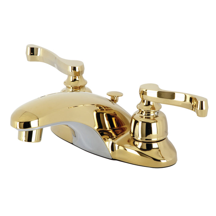 Royale KB8622FL Double-Handle 3-Hole Deck Mount 4-Inch Centerset Bathroom Faucet with Pop-Up Drain, Polished Brass