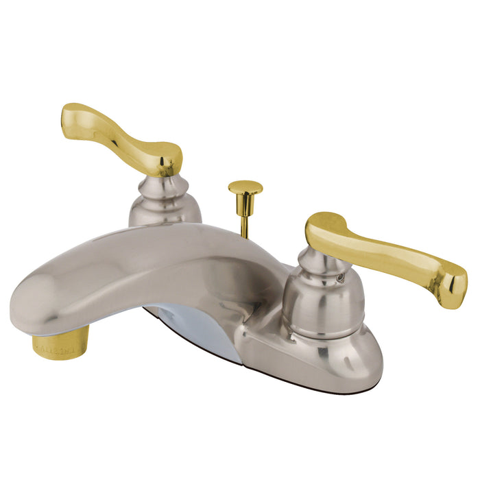 Royale KB8629FL Double-Handle 3-Hole Deck Mount 4-Inch Centerset Bathroom Faucet with Pop-Up Drain, Brushed Nickel/Polished Brass