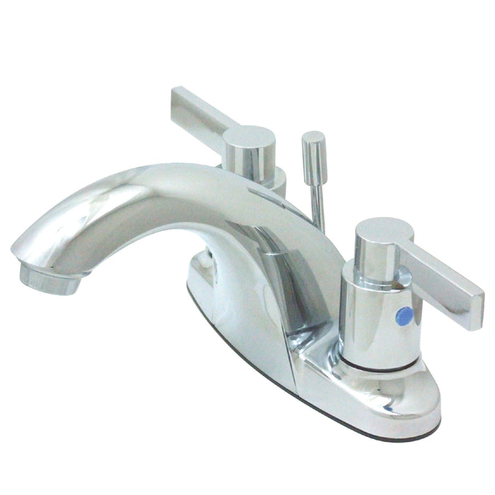 NuvoFusion KB8641NDL Double-Handle 3-Hole Deck Mount 4-Inch Centerset Bathroom Faucet with Pop-Up Drain, Polished Chrome