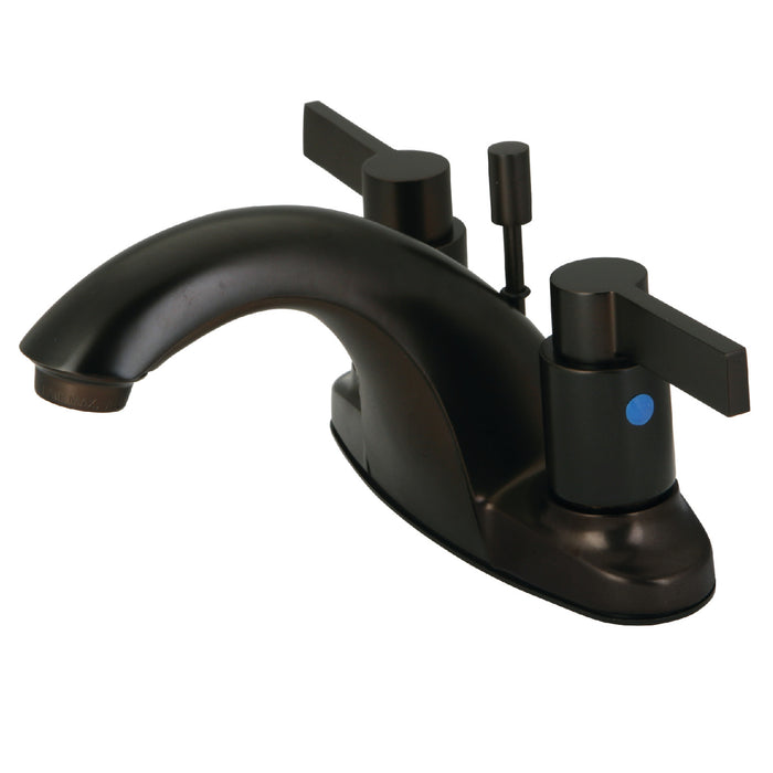 NuvoFusion KB8645NDL Double-Handle 3-Hole Deck Mount 4-Inch Centerset Bathroom Faucet with Pop-Up Drain, Oil Rubbed Bronze