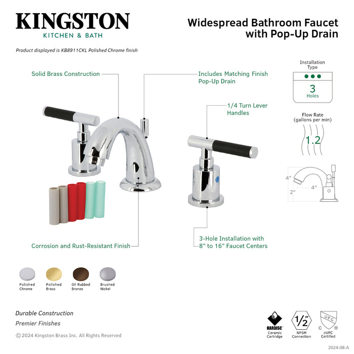 Kaiser KB8915CKL Two-Handle 3-Hole Deck Mount Widespread Bathroom Faucet with Retail Pop-Up Drain, Oil Rubbed Bronze