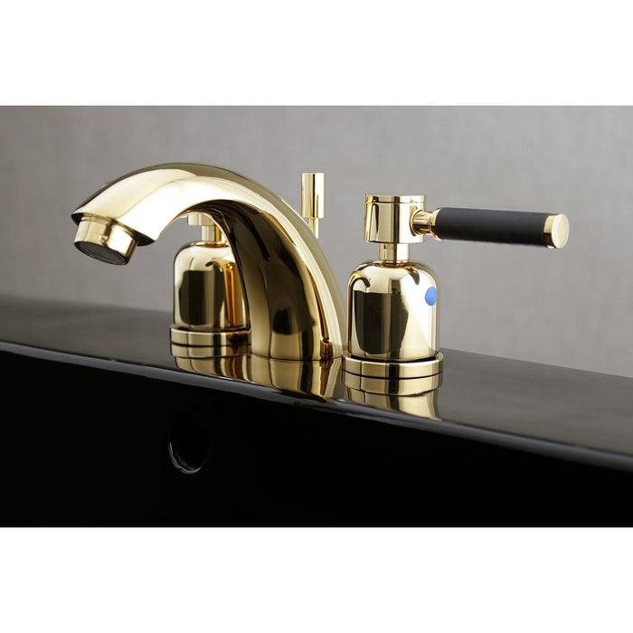 Kaiser KB8952DKL Two-Handle 3-Hole Deck Mount Mini-Widespread Bathroom Faucet with Pop-Up Drain, Polished Brass