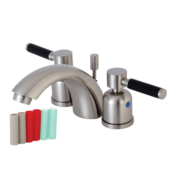 Kaiser KB8958DKL Two-Handle 3-Hole Deck Mount Mini-Widespread Bathroom Faucet with Pop-Up Drain, Brushed Nickel