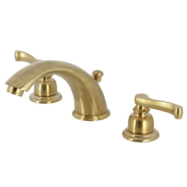 Royale KB8967FL Two-Handle 3-Hole Deck Mount Widespread Bathroom Faucet  with Plastic Pop-Up, Brushed Brass