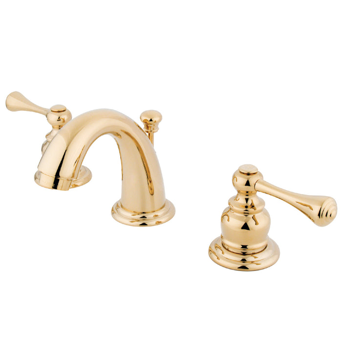 Vintage KB912BL Two-Handle 3-Hole Deck Mount Widespread Bathroom Faucet with Retail Pop-Up Drain, Polished Brass