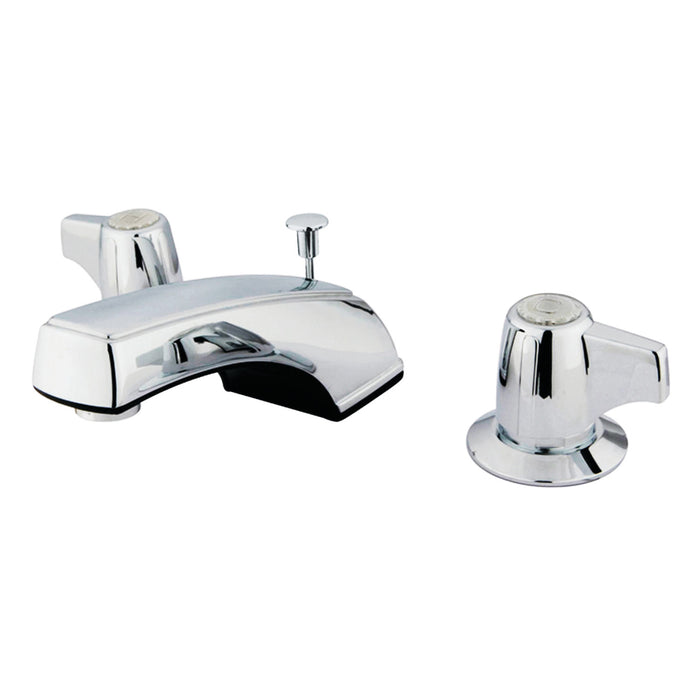 Americana KB920B Two-Handle 3-Hole Deck Mount Widespread Bathroom Faucet with Retail Pop-Up Drain, Polished Chrome