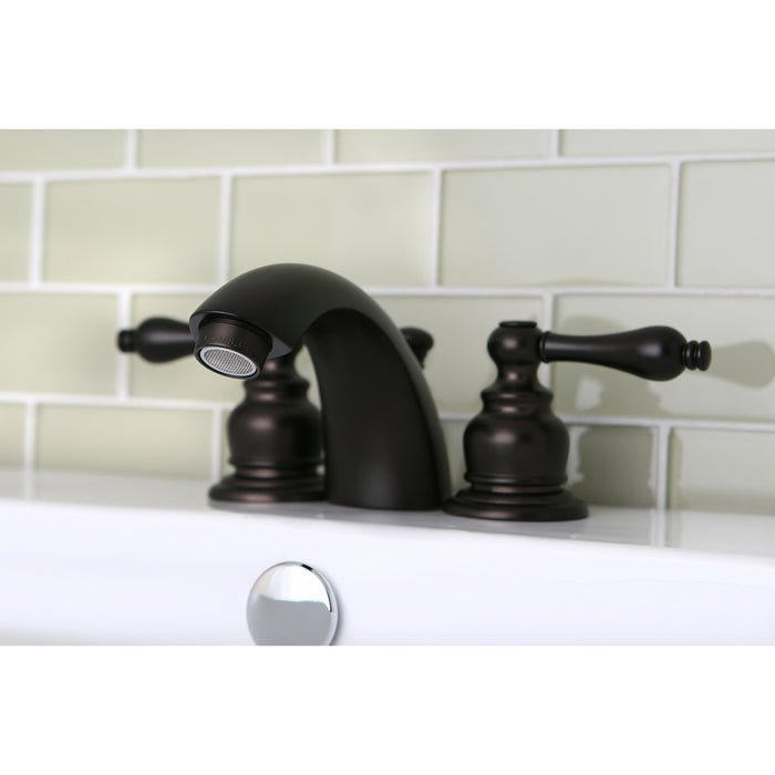 Victorian KB945AL Two-Handle 3-Hole Deck Mount Mini-Widespread Bathroom Faucet with Pop-Up Drain, Oil Rubbed Bronze