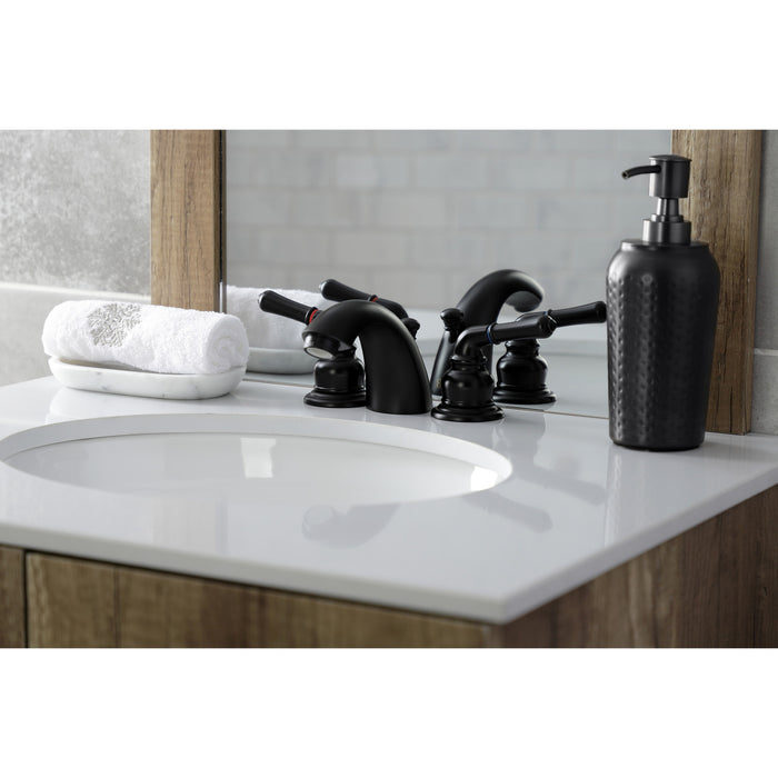 Magellan KB950 Two-Handle 3-Hole Deck Mount Mini-Widespread Bathroom Faucet with Pop-Up Drain, Matte Black