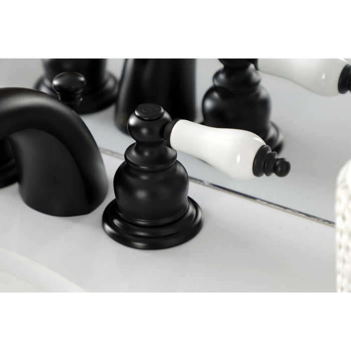 Victorian KB950PL Two-Handle 3-Hole Deck Mount Mini-Widespread Bathroom Faucet with Pop-Up Drain, Matte Black