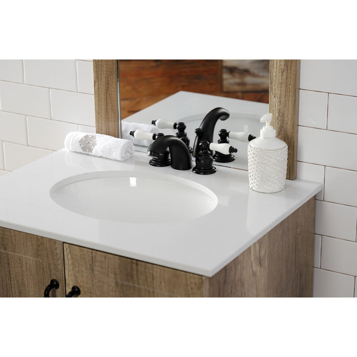 Victorian KB950PL Two-Handle 3-Hole Deck Mount Mini-Widespread Bathroom Faucet with Pop-Up Drain, Matte Black