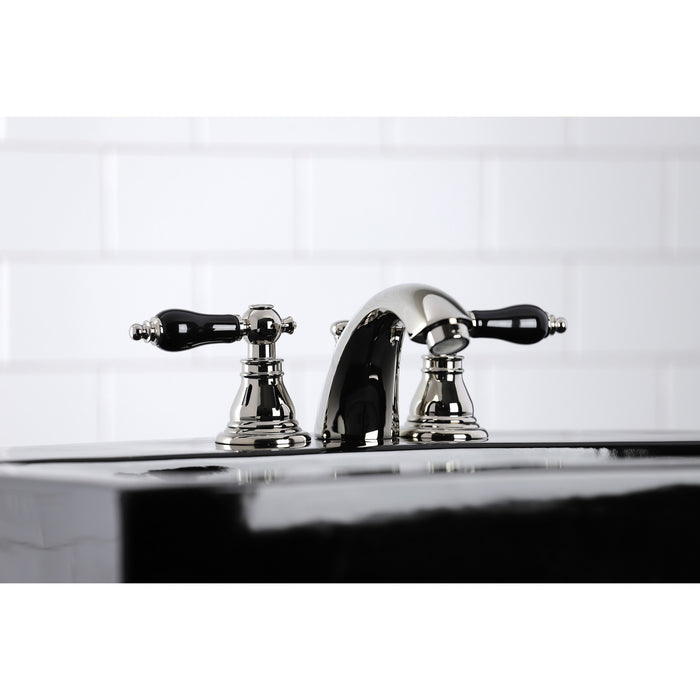 Duchess KB956AKLPN Two-Handle 3-Hole Deck Mount Mini-Widespread Bathroom Faucet with Pop-Up Drain, Polished Nickel