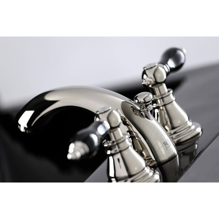 Duchess KB956AKLPN Two-Handle 3-Hole Deck Mount Mini-Widespread Bathroom Faucet with Pop-Up Drain, Polished Nickel