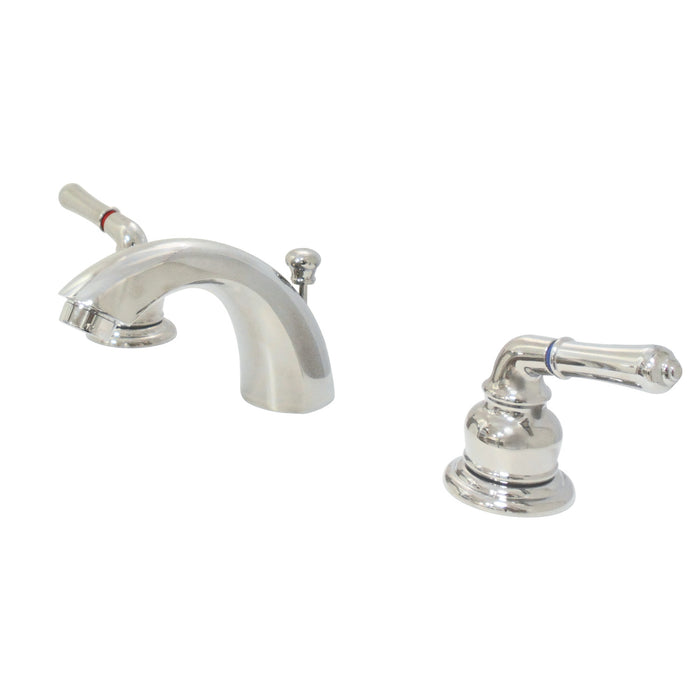 Magellan KB956PN Two-Handle 3-Hole Deck Mount Mini-Widespread Bathroom Faucet with Pop-Up Drain, Polished Nickel