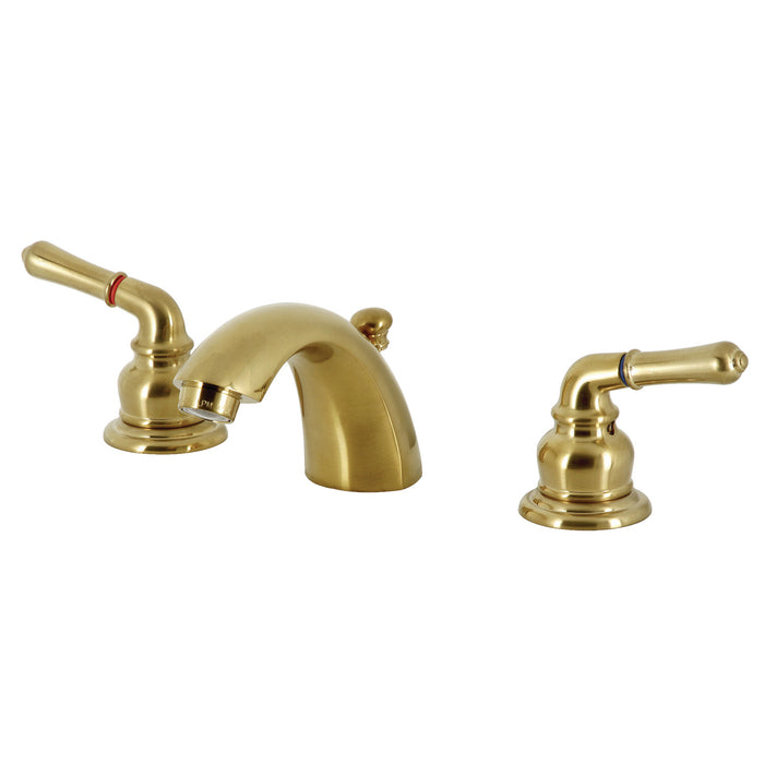 Magellan KB957SB Two-Handle 3-Hole Deck Mount Mini-Widespread Bathroom Faucet with Pop-Up Drain, Brushed Brass